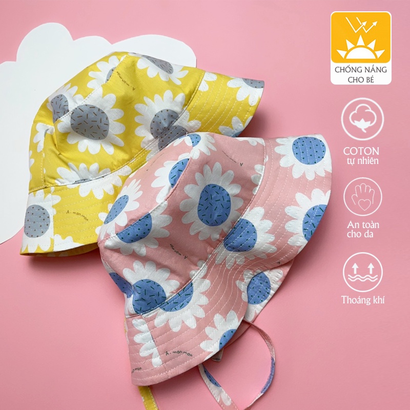 Nón rộng vành PocoHome bé gái 0-1 tuổi,mũ tai bèo COTTON tự nhiên thoáng khí, mềm mát cho bé đội Hè phong cách dễ thương