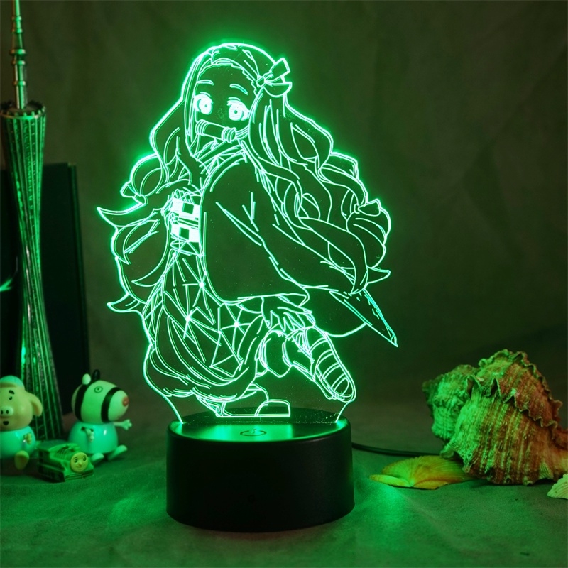 Demon slayer Đèn Ngủ Để Bàn Điều Khiển Từ Xa Cảm Ứng Thay Đổi Màu Sắc Hình tanjiro kamado kimetsu no