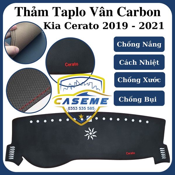 Thảm Da Taplo Dành Cho Xe Kia Cerato 2019-2021 Vân Carbon Cao Cấp