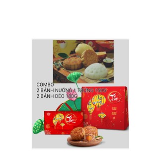 Combo 4 bánh gồm 2 bánh nướng 2 bánh dẻo 1 trứng bánh trung thu kinh đô
