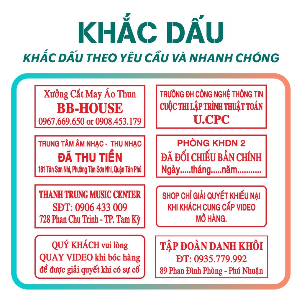 Khắc Con Dấu Rõ Đẹp , Mộc Tên Theo Yêu Cầu Chính Hãng, Dấu Vuông 2-3 Dòng Shiny S853, S223, TDstamp T314 - 47x18mm