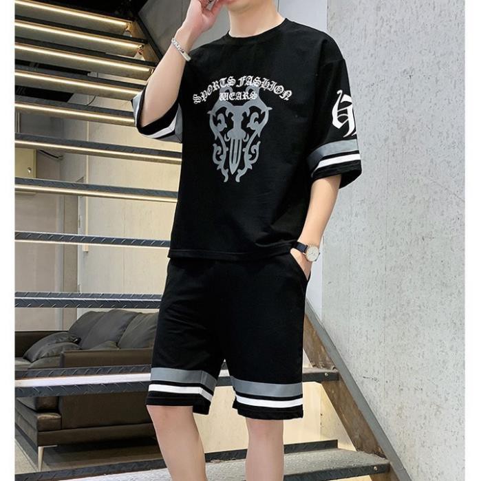 Bộ Quần Áo Thể Thao Nam 💝FREESHIP💝 Đồ Bộ Thể Thao Nam Cộc Tay Mặc Mùa Hè In Hoa Văn, Chất Thun Cotton | BigBuy360 - bigbuy360.vn