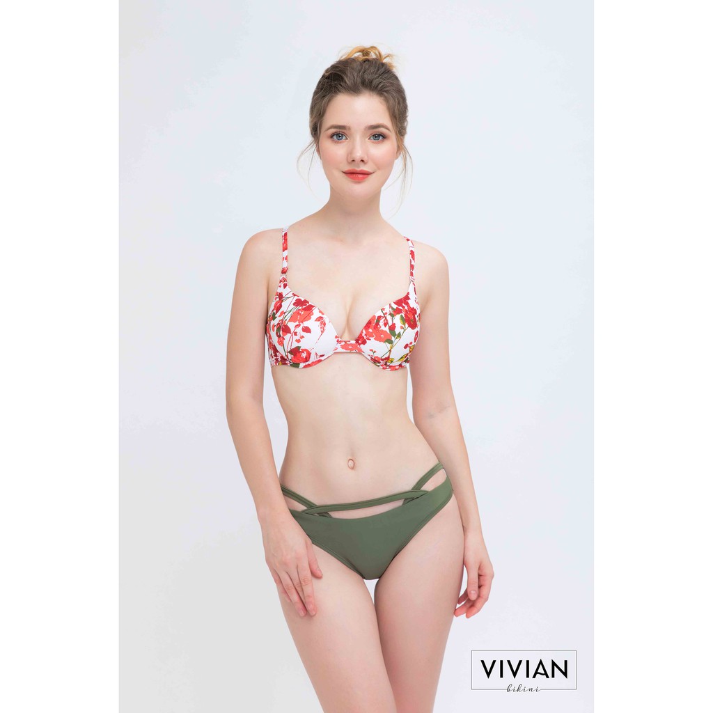 Quần bơi lẻ BIKINI PASSPORT dạng tam giác phối dây cách điệu - Xanh rêu-VS082_MS