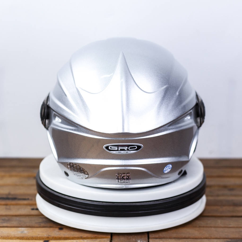 Mũ Bảo Hiểm Nửa Đầu GRO Helmet có kính, kiểu dáng thể thao cho nam và nữ, khóa kim loại chắc chắn - Màu Bạc