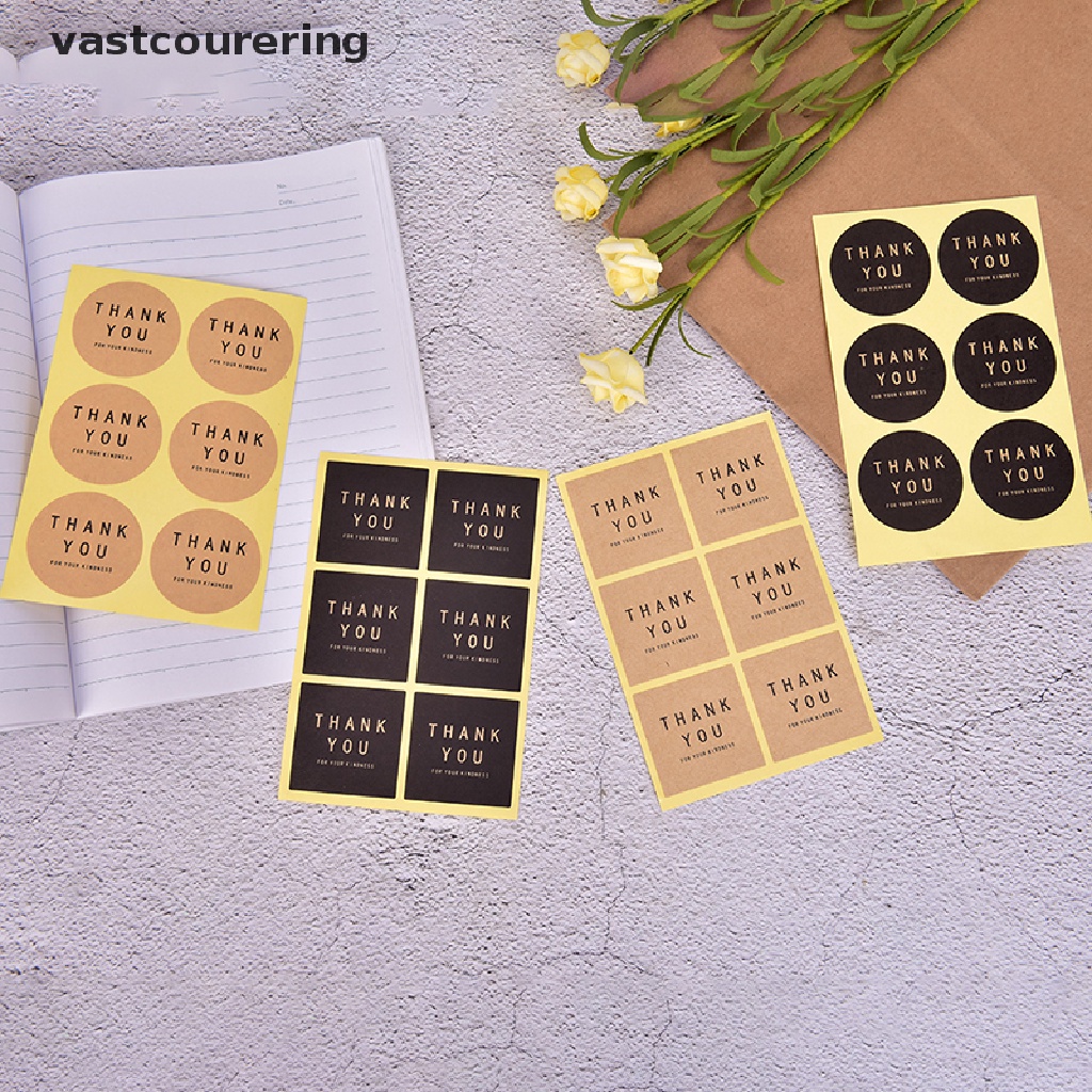 Bộ 60 Miếng Dán Trang Trí Bánh Chữ Thank You Bằng Giấy Kraft