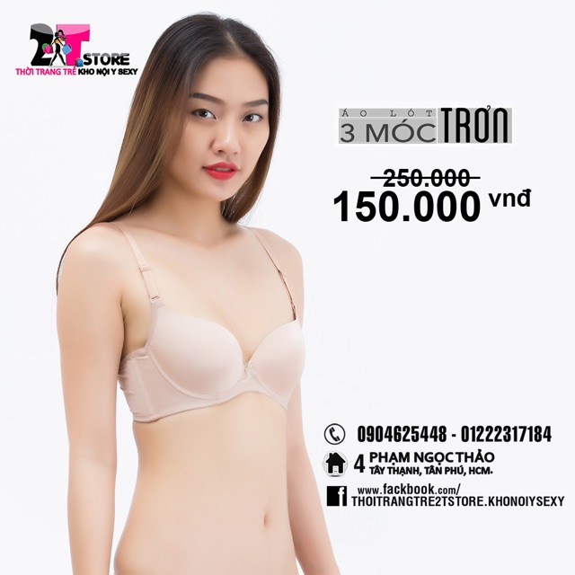 Áo Nâng Ngực Cotton 3 Móc Trơn (Da Nude)