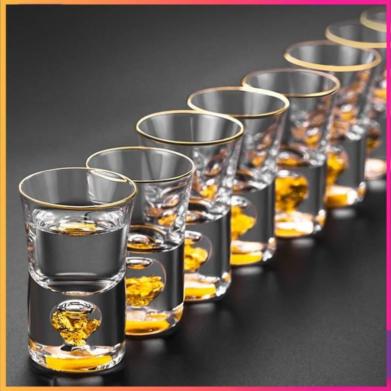 Bộ Ly rượu Pha Lê Vàng Lá 24K