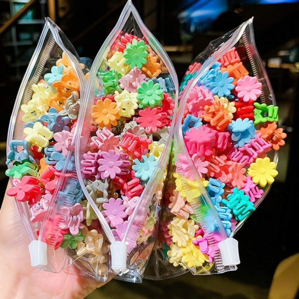 Túi 20 kẹp tóc càng cua mini mix nhiều màu xinh xắn dễ thương phong cách Hàn Quốc cho bé yêu - Selenshop