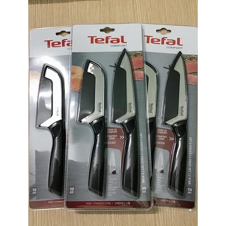 Bộ 2 dao Tefal Comfort K221S244 gồm dao 15cm và 12cm  sắc bén, thoải mái khi sử dụng- Hàng chính hãng