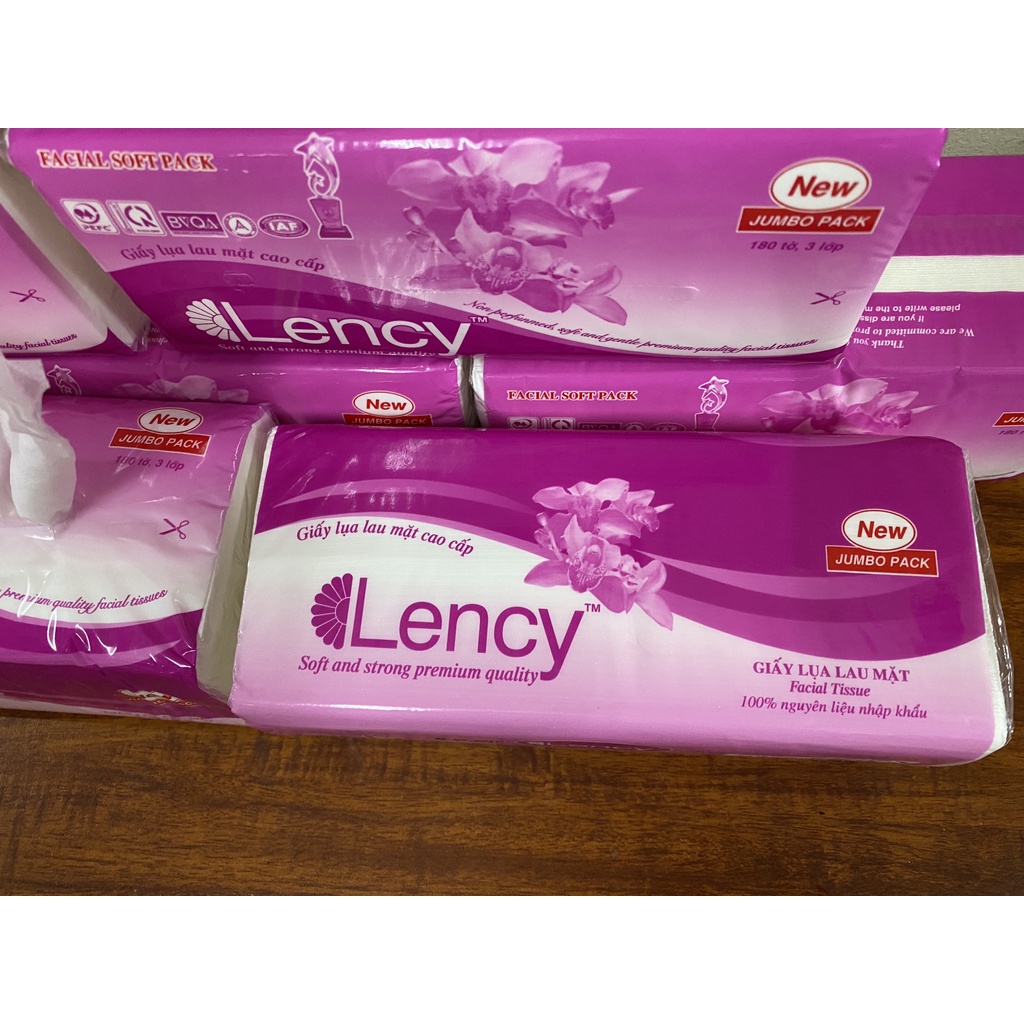 Giấy ăn rút lụa Lency Hồng 540 tờ/gói x 3 lớp mềm mại không chất tẩy trắng