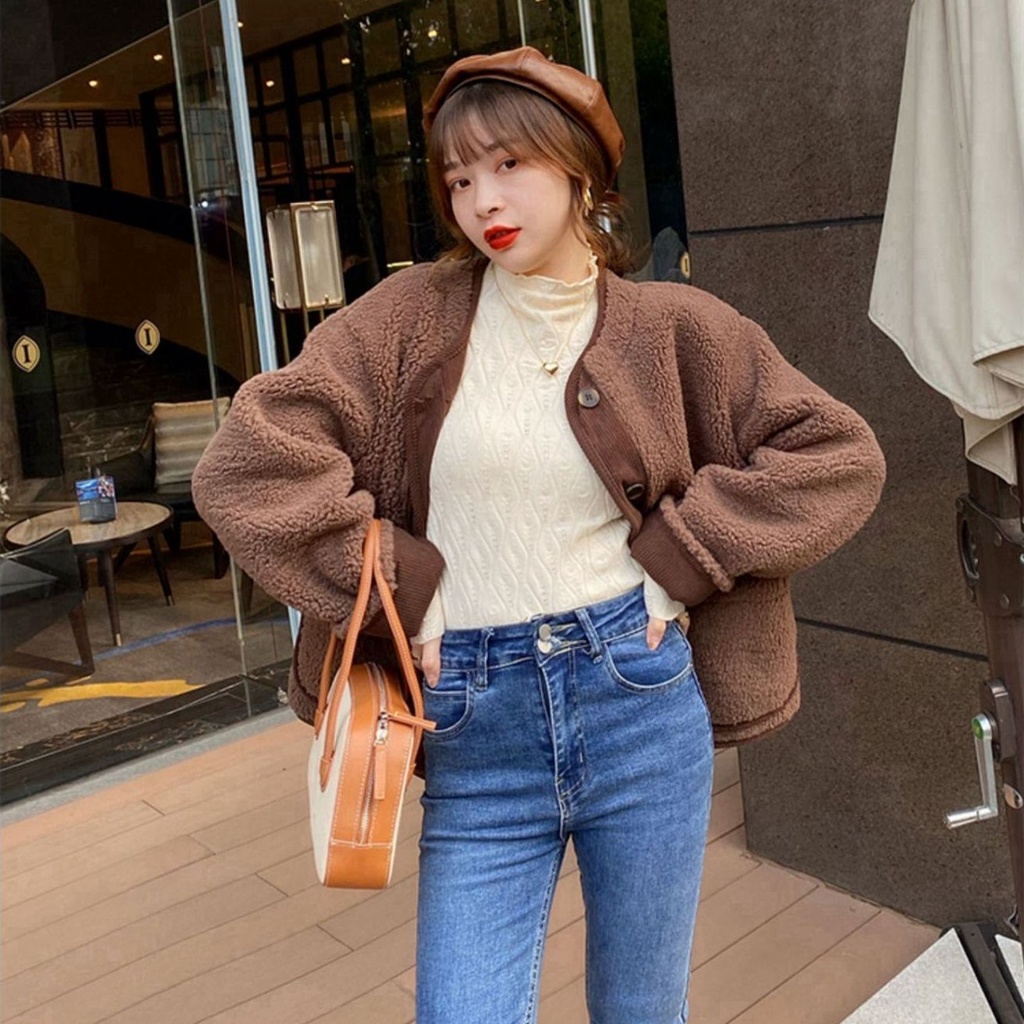 Áo Sweater Dệt Kim Cổ Cao In Họa Tiết Thời Trang Thu Đông Mới Cho Nữ