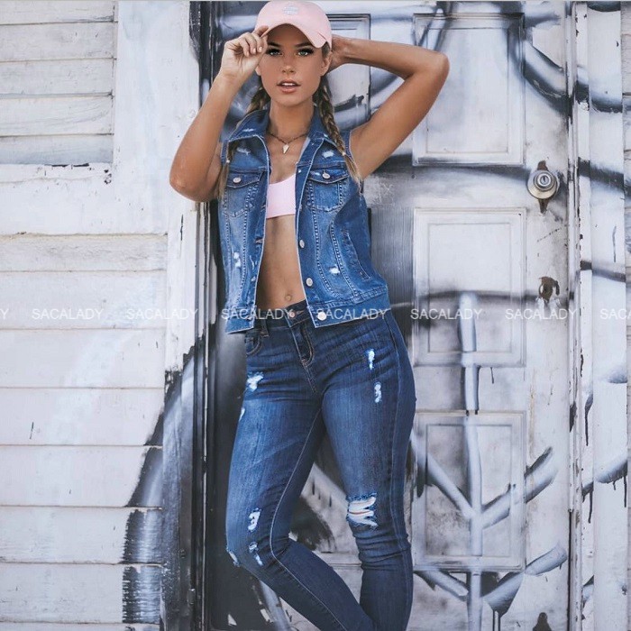 Áo Gillet Jeans Cotton Co Dãn - 2881