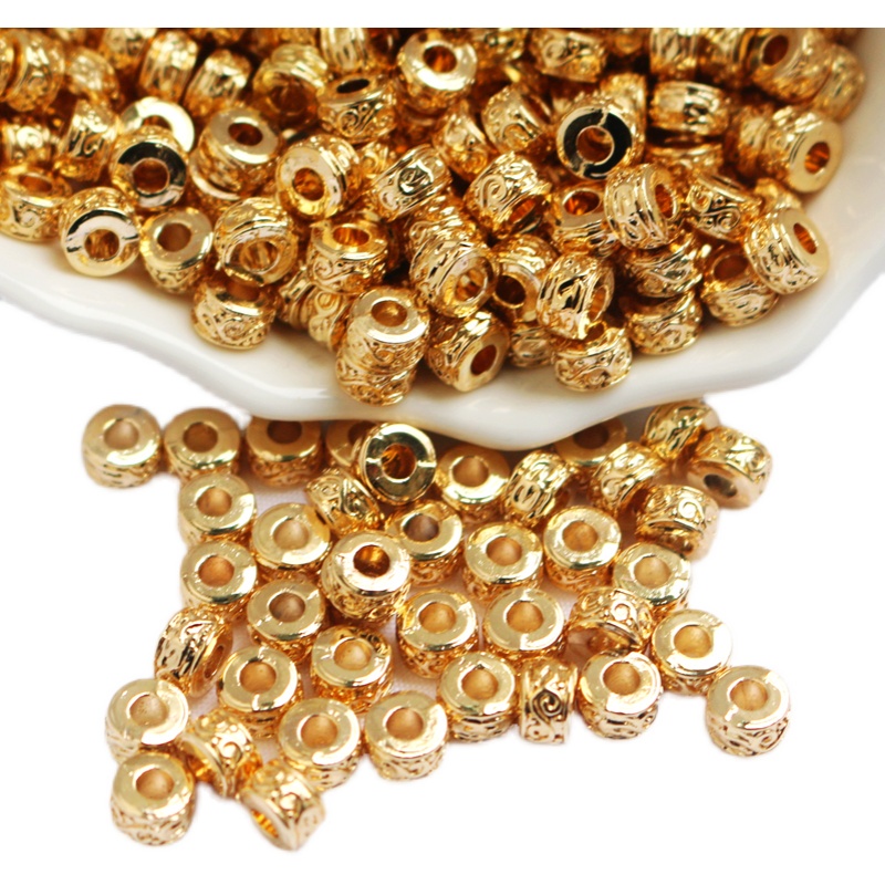 Bộ 50 Hạt Đồng 4k Lỗ Cỡ Lớn 3.5 * 5.5mm Làm Trang Sức diy