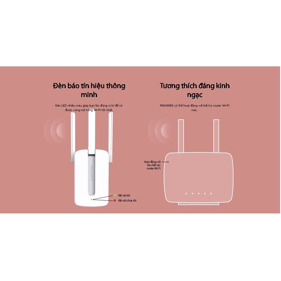 Bộ mở rộng sóng Wi-Fi Mercusys tốc độ 300Mbps MW300RE