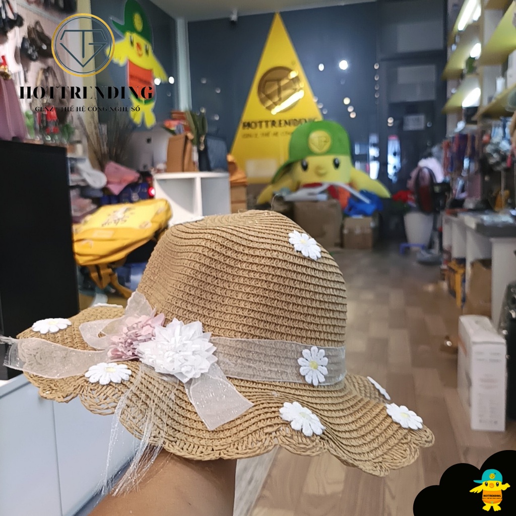 Mũ Cói Đi Biển, Đi Chơi Hình Bông Hoa Dễ Thương Cho Bé