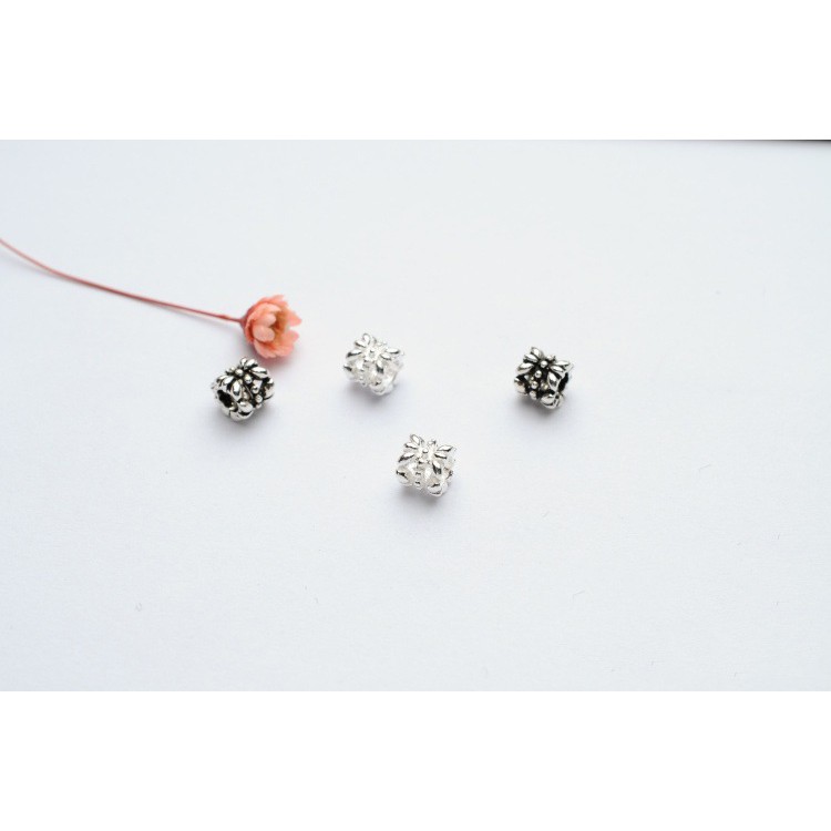 Charm ống nối hoa 2 đầu - Charm Bạc 925 - Mã CB012 CA030