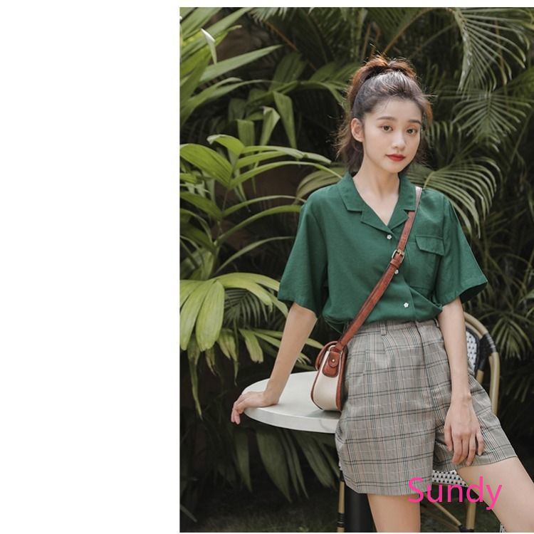Áo Sơ Mi Cổ Chữ V Phong Cách Retro Thời Trang Mùa Hè Cho Nữ