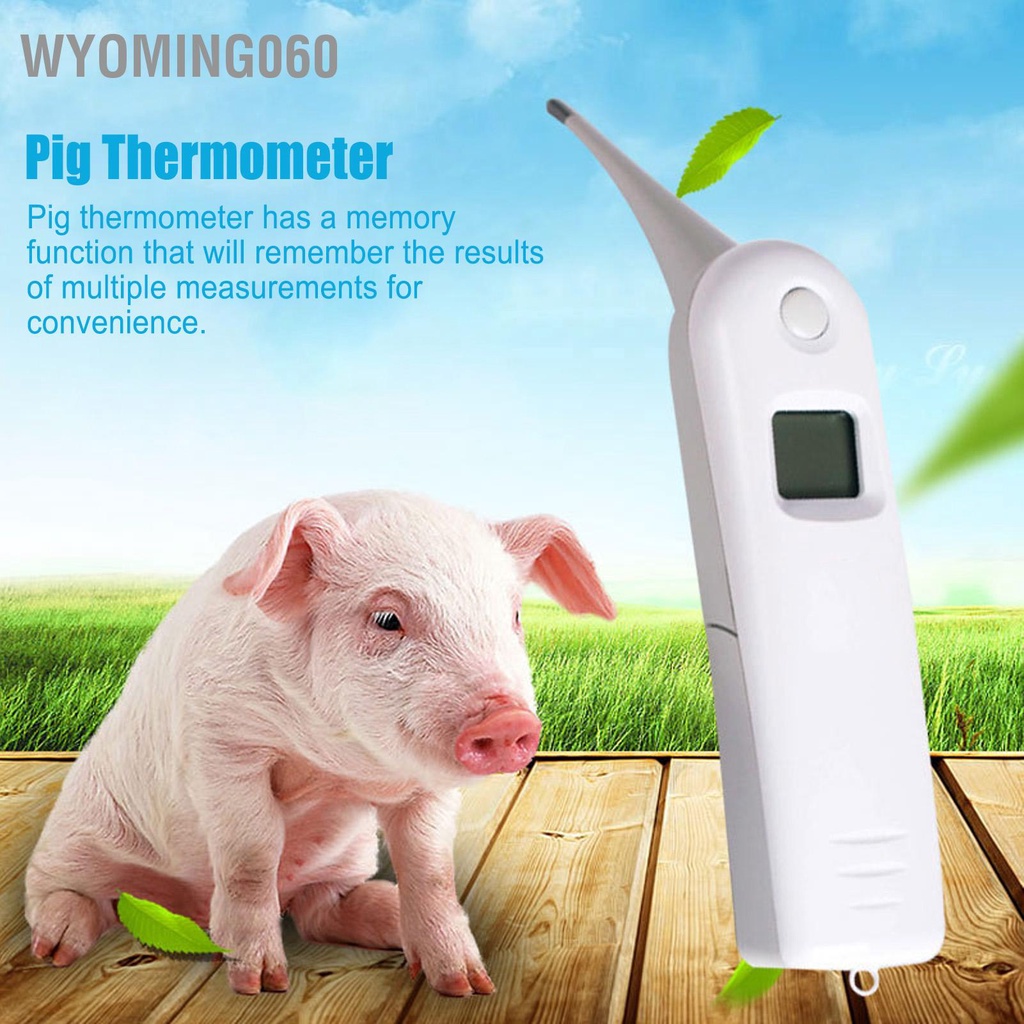 Wyoming060 Nhiệt kế cho lợn điện tử thú y LCD với chức năng bộ nhớ chó Mèo mèo Bò Lợn