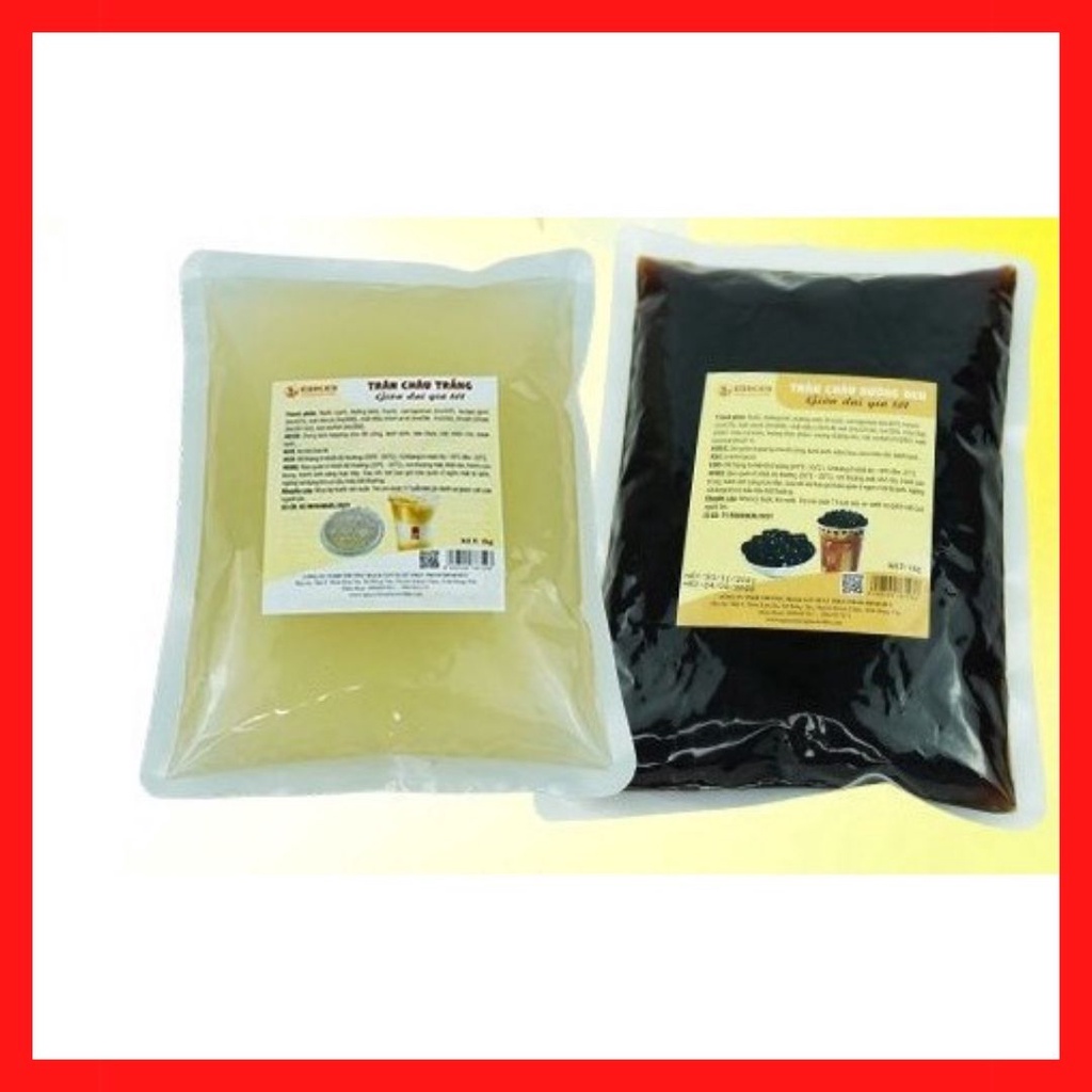 Thạch 3q trắng, trân châu caramen gói 1kg - trân châu loại 1kg tiện dụng
