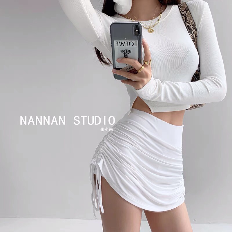 Chân váy rút dây 2 bên dáng ôm body ulzzang cạp cao