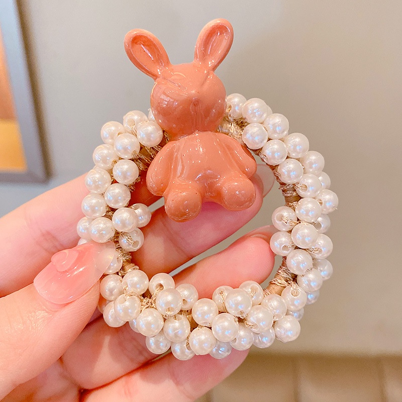 Dây Buộc Tóc Cà Phê Sữa Hoạt Hình Đính Ngọc Trai 2022