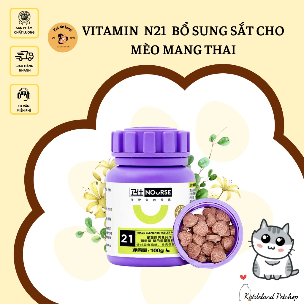 Vitamin cho mèo Nourse 21 bổ sung sắt và nguyên tố vi lượng cho mèo mang thai , mèo thiếu chất 200v