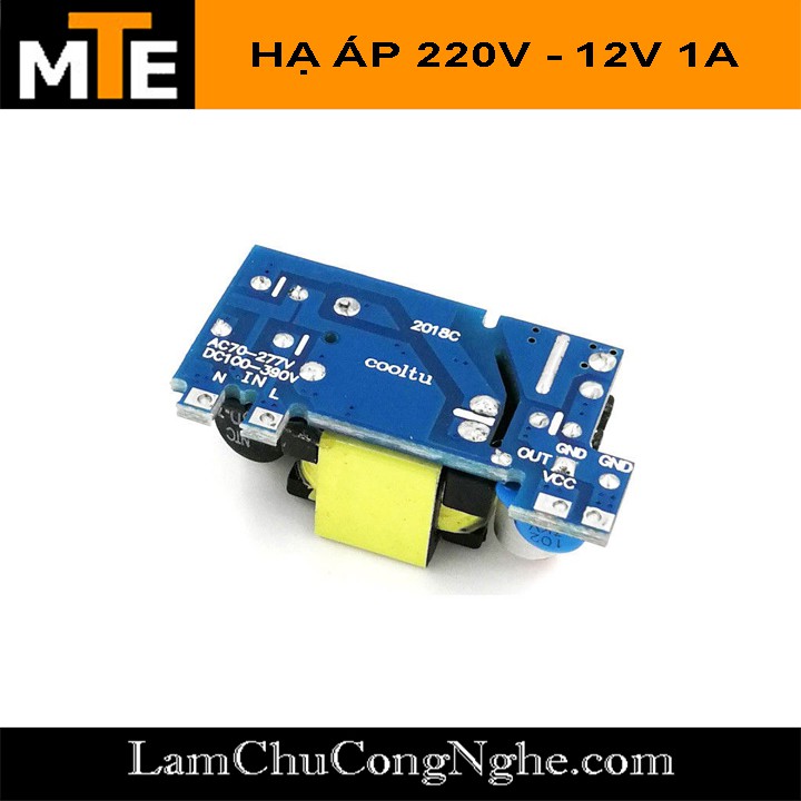 Mạch nguồn siêu mini 220V - 12V 1A 1 hàng chân - Module nguồn hạ áp cực nhỏ gọn thích hợp cho các dự án IOT