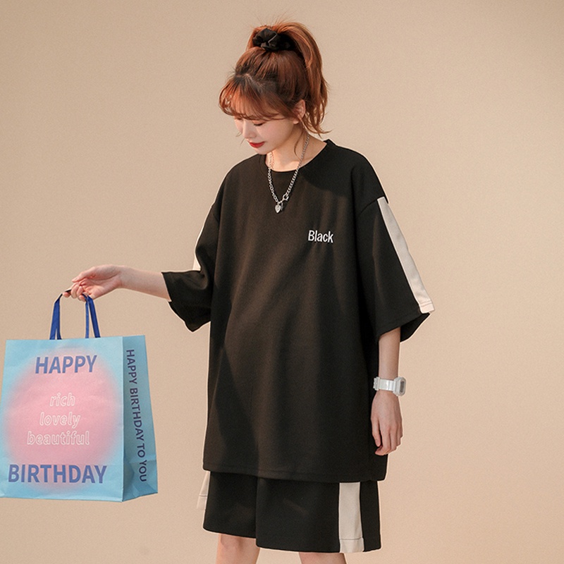 Bộ thể thao nữ thêu chữ chất liệu cotton cao cấp thoáng mát không bai xù phù hợp mùa hè Tiny Clothes