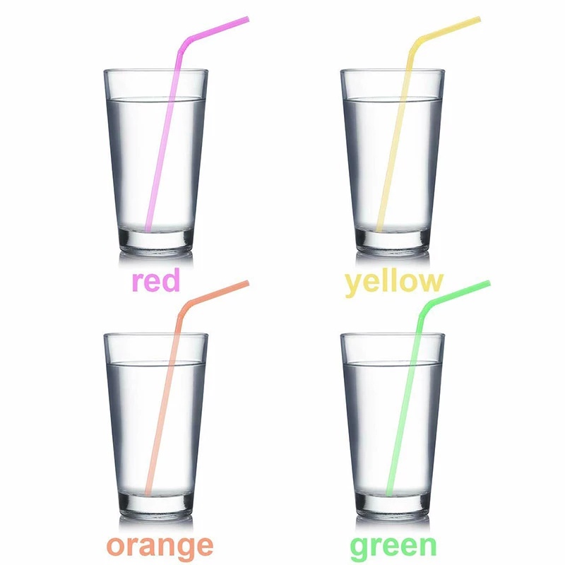 Set 100 ống hút nhựa huỳnh quang 21cm linh hoạt có thể bẻ cong tiện dụng cho các bữa tiệc