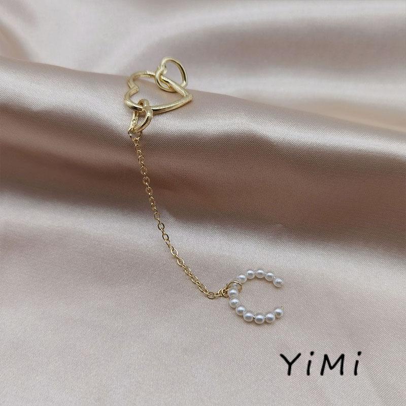 Bông tai kẹp vàng / bạc nữ đính trái tim tua rua