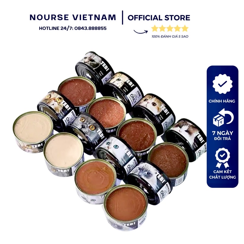 Pate cho mèo Teb O Thức ăn cho mèo với Vitamin Canxi Taurine Lysine tăng cân tăng mặt nọng