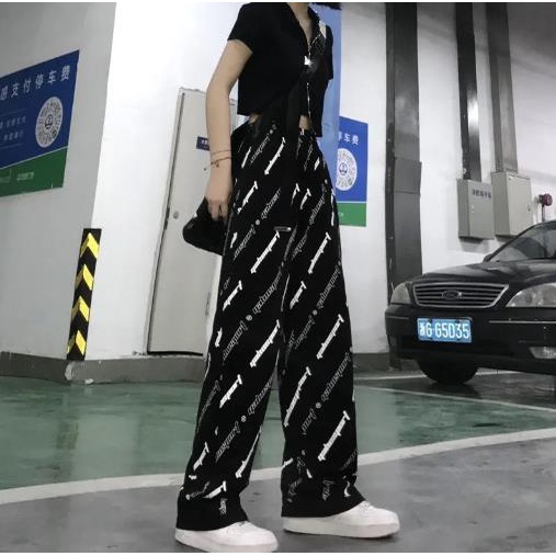 Jiashucheng Quần Dài Ống Rộng Lưng Cao Phong Cách Hip Hop Độc Đáo Thời Trang Xuân Thu 2023 Mới