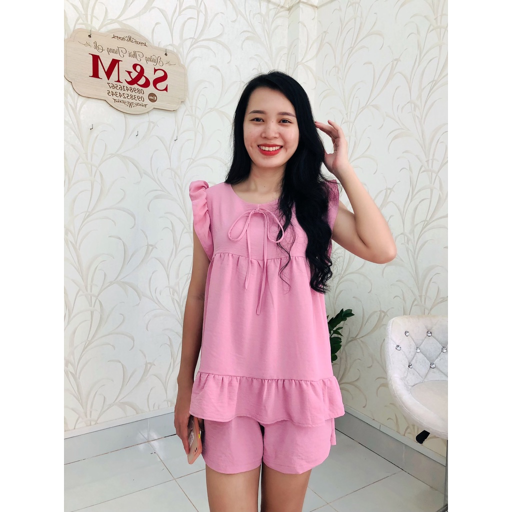 Đồ bộ mặc nhà S&amp;M cực xinh, chất đũi mát, giá rẻ GR203 - Hình Thật Shop Tự Chụp