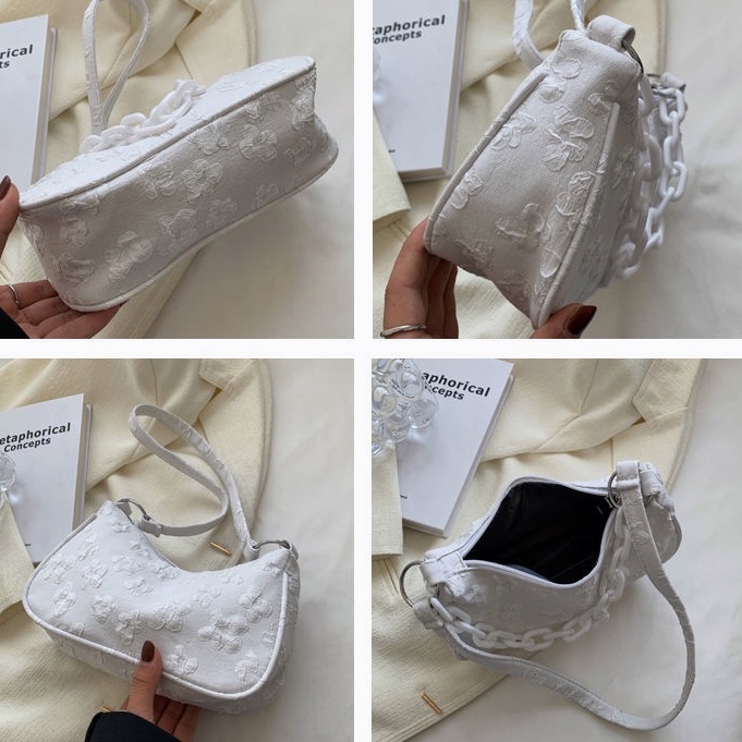 Túi kẹp nách dây xích túi xách nữ đẹp hoa ren túi vải hàn quốc