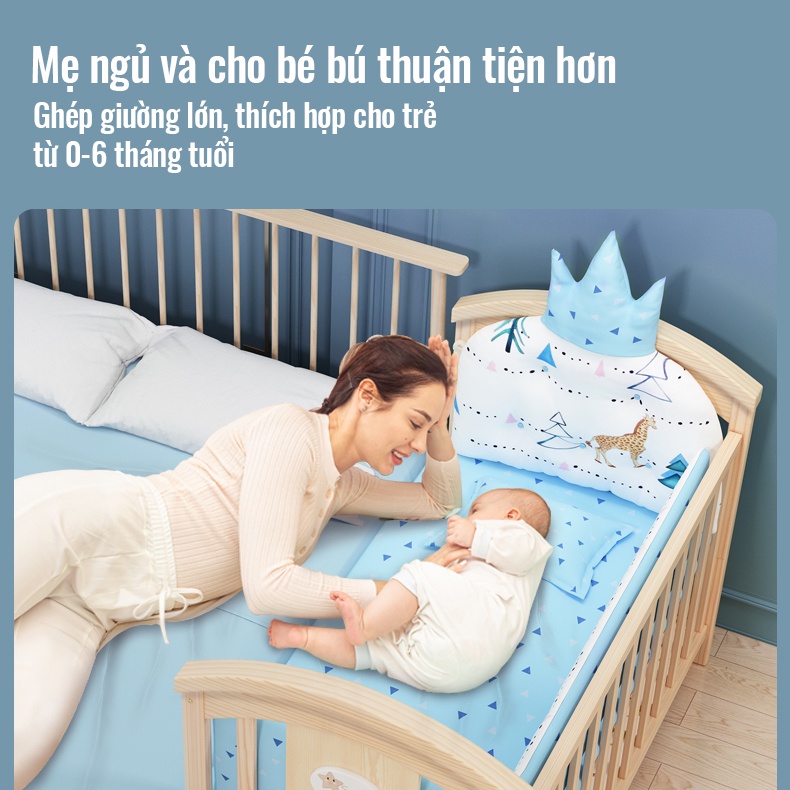 Cũi gỗ đa năng cho bé RUNA KIDS 6 chế độ tiện lợi cho mẹ và bé gỗ thông New Zealand Đệm bông ép bảo hành 3 năm