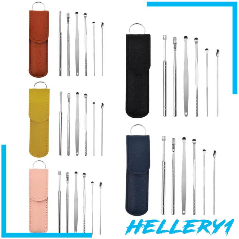 [Hàng mới về] Set 6 dụng cụ lấy ráy tai bằng thép không gỉ màu đen chất lượng cao
