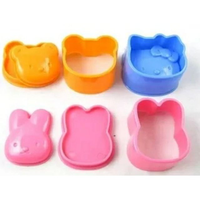 Bộ 3 khuôn bento ép cơm hình thỏ gấu mèo kitty cho bé