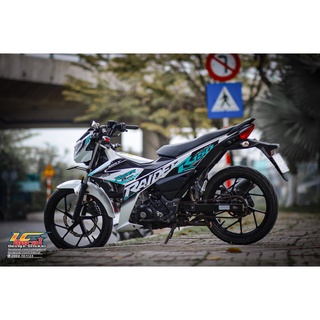 Tem rời dán xe satria fi - raider fi mẫu zin 2021 chữ raider r150 xanh đen trắng cực đẹp .team decal