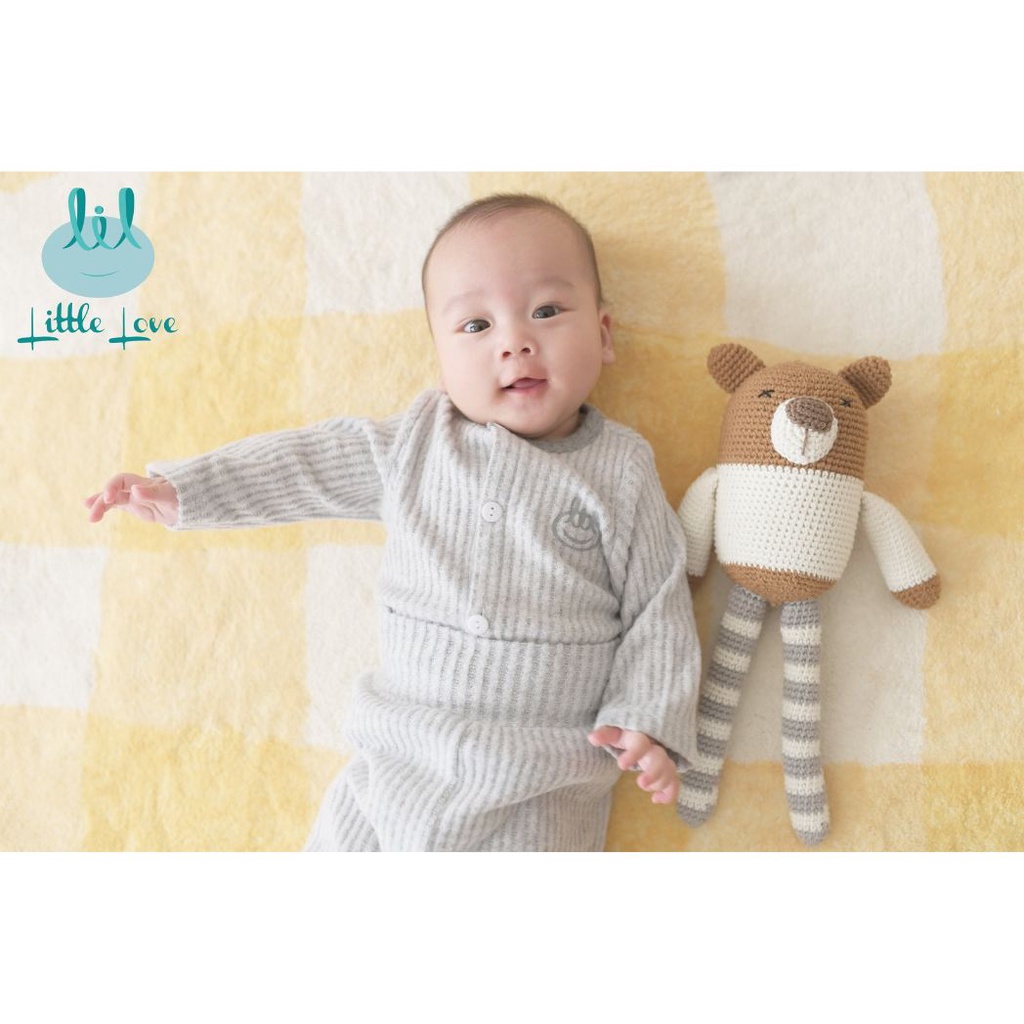 Quần áo thu đông cho bé trai bé gái Little Love dài tay len mỏng cài chéo, cài thẳng,siêu mềm size sơ sinh đến 9 tháng