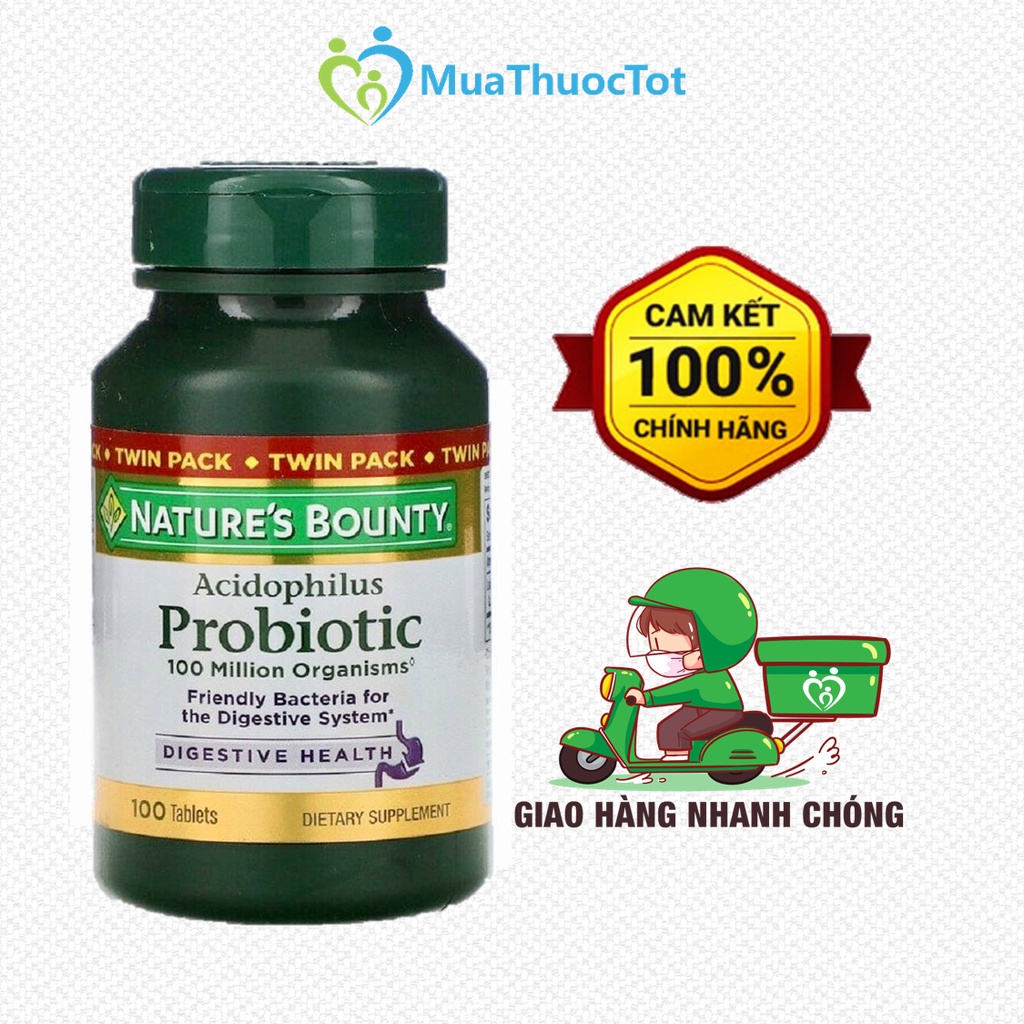 Viên Uống Men Vi Sinh Cải Thiện Tiêu Hóa Nature's Bounty Acidophilus Probiotic 100 million 100 viên