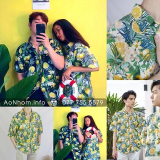 Áo sơ mi đi biển mềm mát - Trái chanh - Có đủ size S, M, L, XL, XXL, XXXL, EM Bé - Có size trên 100kg