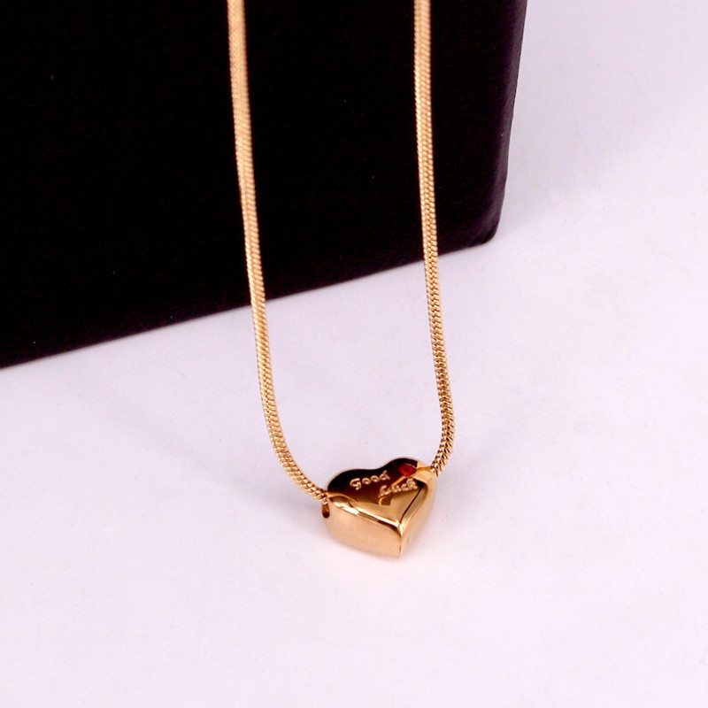 Dây Chuyền Mì Mặt Trái Tim Titan Ko Han Rỉ TT 3834