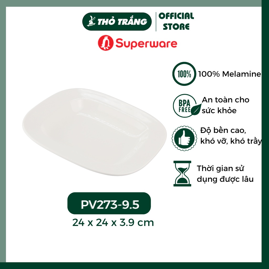 Đĩa nhựa vuông sâu giả sứ cao cấp- Porceline