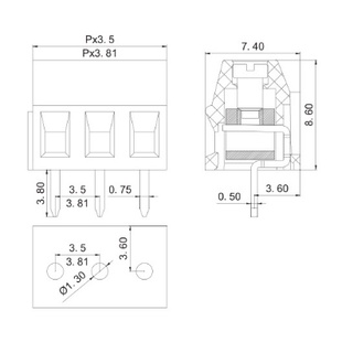 [ 2 CON ] Domino KF128 3P 3.81mm chân thẳng