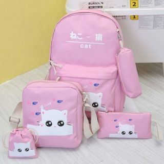 🎁BALO COMBO 5 MÓN BALO TÚI SÁCH CHÚ MÈO DỄ THƯƠNG  Quảng Châu laptop Ulzzang nữ cute