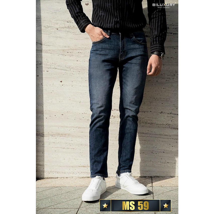 Quần jean nam màu xanh không rách gối chất bò cao cấp co dãn 4 chiều cực đẹp, quần rin nam QD0590 Nhiều mẫu mới hàn quốc