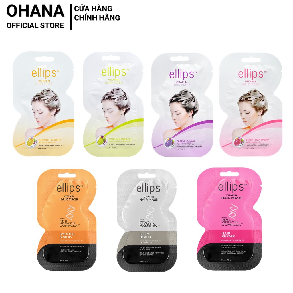 Kem Ủ Tóc Ellips Hair Mask Giúp Tóc Khỏe, Bóng Mượt, Phục Hồi Hư Tổn (18g/20g)