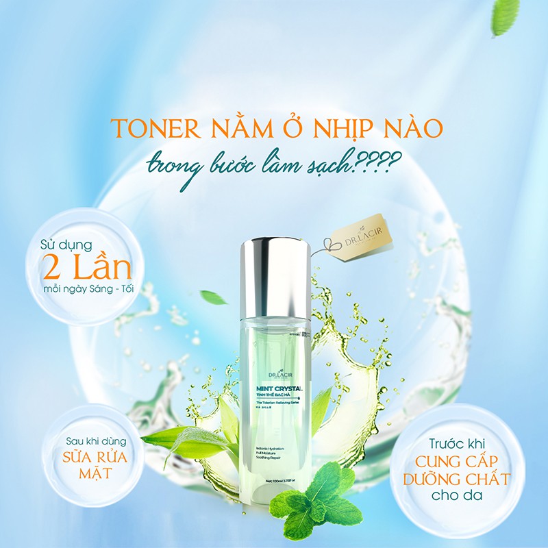 Toner Tinh Thể Bạc Hà Mint Crystal Dr.Lacir Làm Sạch Da, Dưỡng Ẩm 100ml DR06