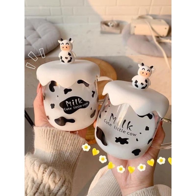 CỐC BÒ SỮA THUỶ TINH SIÊU DỄ THƯƠNG 450ml