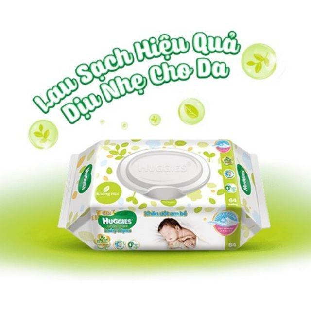 Khăn ướt Huggies không mùi hộp 64 và 72 miếng